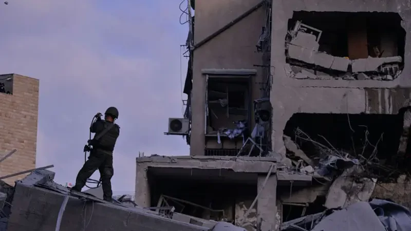 Missile trail over sky during Iran-Israel conflict with explosions reported in Tehran