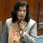 Roshan Karki speaking at the Women and Social Affairs Committee meeting in Kathmandu.