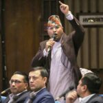 Gyan Bahadur Shahi speaking in Nepal’s House of Representatives, demanding government action to arrest GB Rai in a major cooperative fraud case.