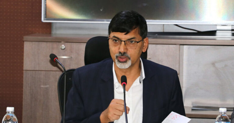 Janardan Sharma speaking to journalists at Nepal’s Federal Parliament, addressing concerns over alleged amendments in the Federal Civil Service Bill’s cooling-off period clause.