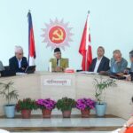 KP Sharma Oli addressing the CPN-UML Politburo meeting in Kathmandu ahead of the party’s 11th General Convention.