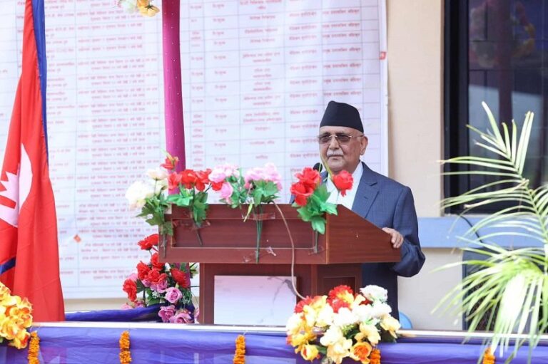 Prime Minister KP Sharma Oli inaugurating Bhagiratha Nyaupane Hospital in Budhabare, Jhapa