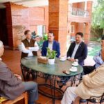 Senior Nepali Congress leaders, including Deputy Prime Minister Prakash Man Singh and former Vice Presidents Gopal Man Shrestha and Bijaya Kumar Gachhadar, meeting with party President Sher Bahadur Deuba at his Budhanilkantha residence on July 21, 2025, discussing the coalition government’s future and constitutional amendments.