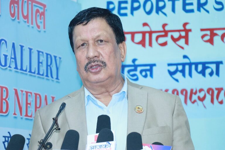Rajan KC speaking at a press meet organized by Reporters Club Nepal in Kathmandu