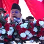 Speaker Dev Raj Ghimire speaking at an event in Lalitpur on the need to review Nepal’s federalism after ten years.
