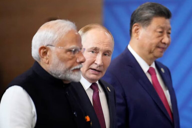 Russian President Vladimir Putin speaking on the phone during diplomatic talks with China’s President Xi Jinping and India’s Prime Minister Narendra Modi about the Ukraine conflict.