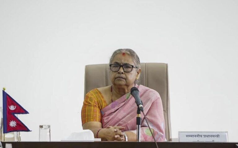 Prime Minister Sushila Karki during cabinet expansion as new ministers take oath at Baluwatar, Kathmandu.