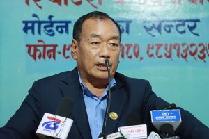Hit Bahadur Tamang speaks during an interview at Reporters’ Club Nepal in Kathmandu, highlighting the need for fair elections to ensure political stability.