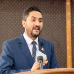 Minister Jagdish Kharel speaking during his visit to the National News Agency (RSS) office in Bhadrakali, Kathmandu, Nepal.