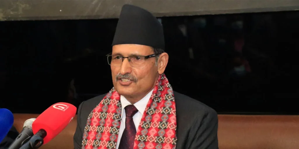 CPN (Maoist Centre) Chair Pushpa Kamal Dahal ‘Prachanda’ addressing the party secretariat meeting in Kathmandu during unity talks with left and socialist groups.