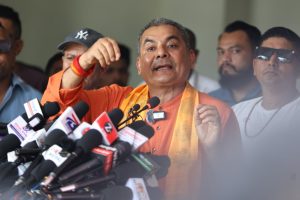 Durga Prasai during his visit to New Delhi, where India clarified it has no involvement in his political campaign.