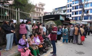 Cooperative victims staging a peaceful protest in front of the Problematic Cooperative Management Office in Buddhanagar.
