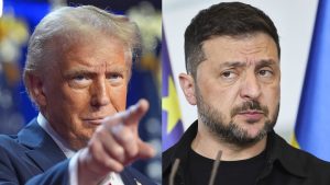 U.S. President Donald Trump speaks at the White House while addressing questions about his 28-point Russia–Ukraine ceasefire proposal.