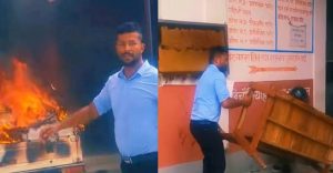 Police escorting Tajim Ansari after his arrest in the GenZ movement arson case in Morang, Nepal.